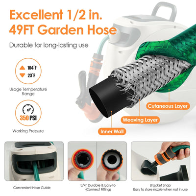 Wall Mounted Retractable Garden Hose Reel with Hose Nozzle