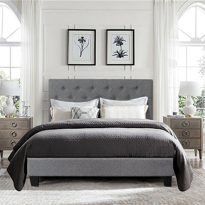 Full Size Upholstered Panel Bed With Linen Panel