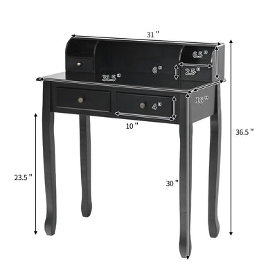 Removable Floating Organizer 2-Tier Mission Home Computer Vanity Desk-Black