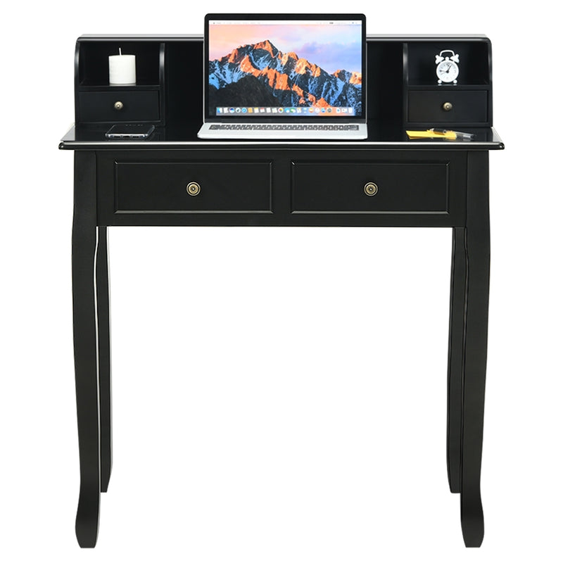 Removable Floating Organizer 2-Tier Mission Home Computer Vanity Desk-Black