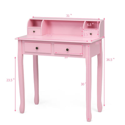 Removable Floating Organizer 2-Tier Mission Home Computer Vanity Desk-Pink