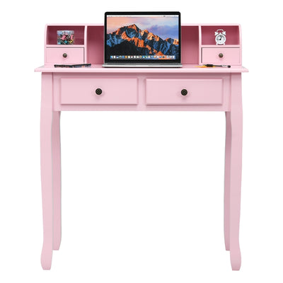 Removable Floating Organizer 2-Tier Mission Home Computer Vanity Desk-Pink