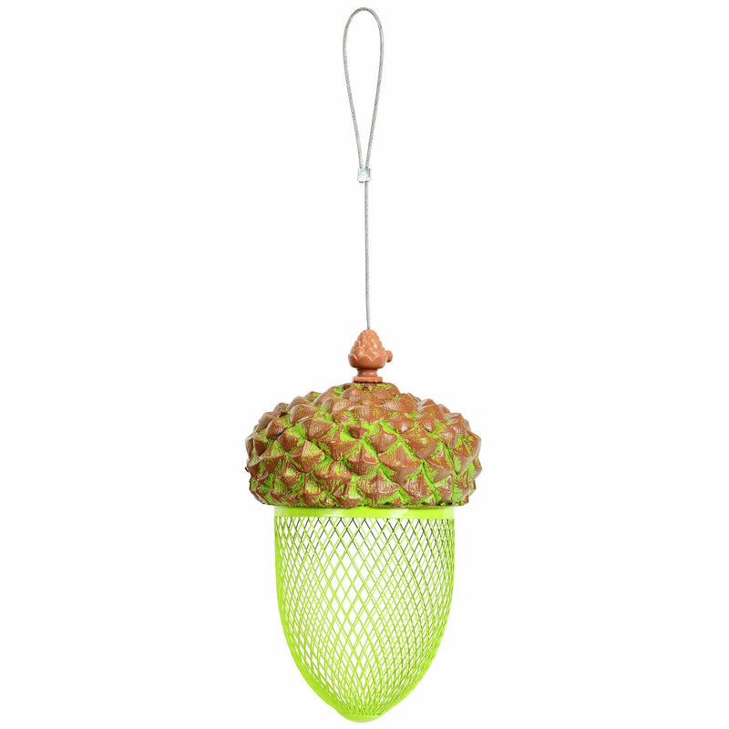 Metal Acorn Wild Bird Feeder Outdoor Hanging Food Dispenser for Garden Yard-Brown