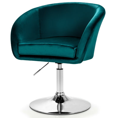 360 Degree Swivel Makeup Stool Accent Chair with Round Back and Metal Base-Green