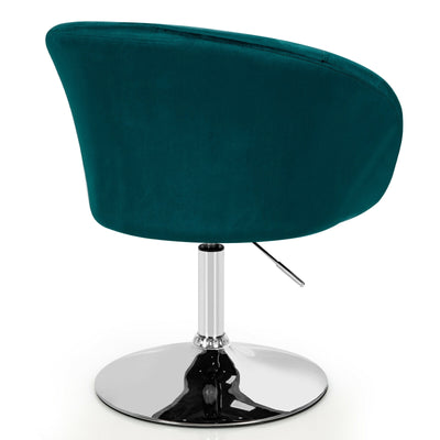 360 Degree Swivel Makeup Stool Accent Chair with Round Back and Metal Base-Green