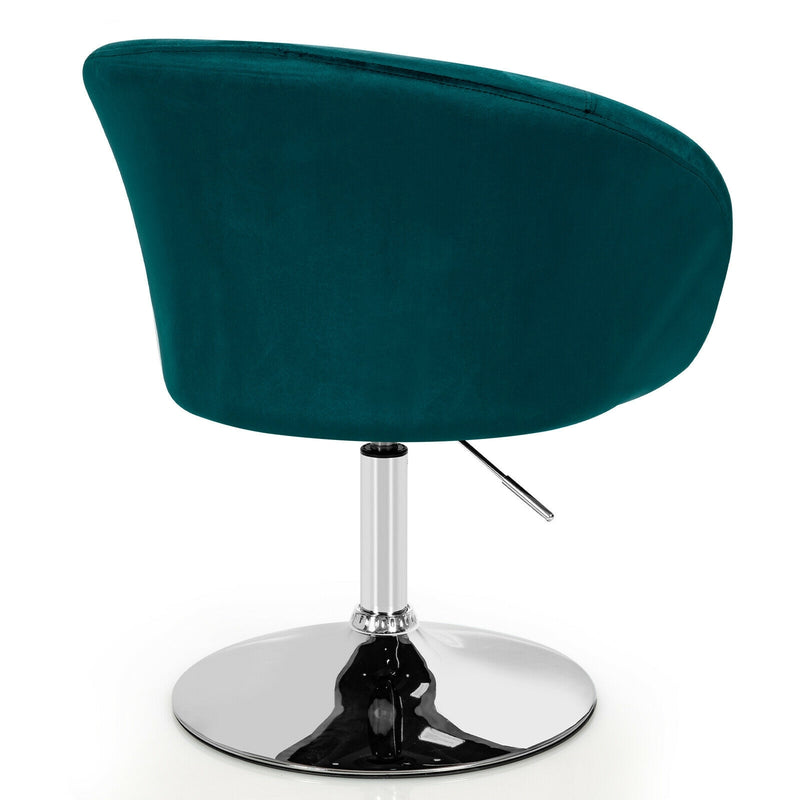 360 Degree Swivel Makeup Stool Accent Chair with Round Back and Metal Base-Green