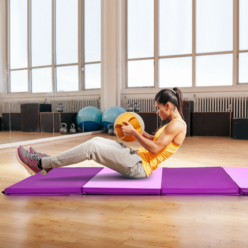 4 Feet x 8 Feet Folding Gymnastics Panel Mat with Handles Hook-Pink