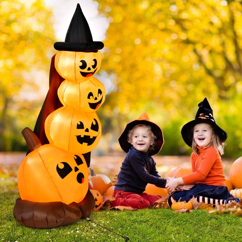 7 Feet Halloween Inflatable Pumpkin Combo with Witch&