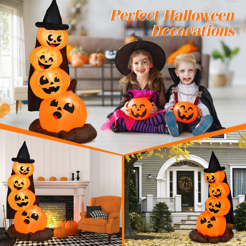 7 Feet Halloween Inflatable Pumpkin Combo with Witch&