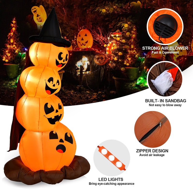 7 Feet Halloween Inflatable Pumpkin Combo with Witch&