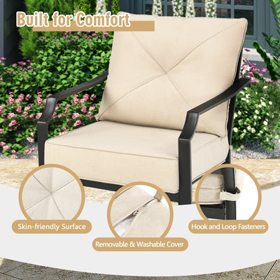 2 Pieces Patio Outdoor Dining Set with Padded Cushions Armrest Steel Frame