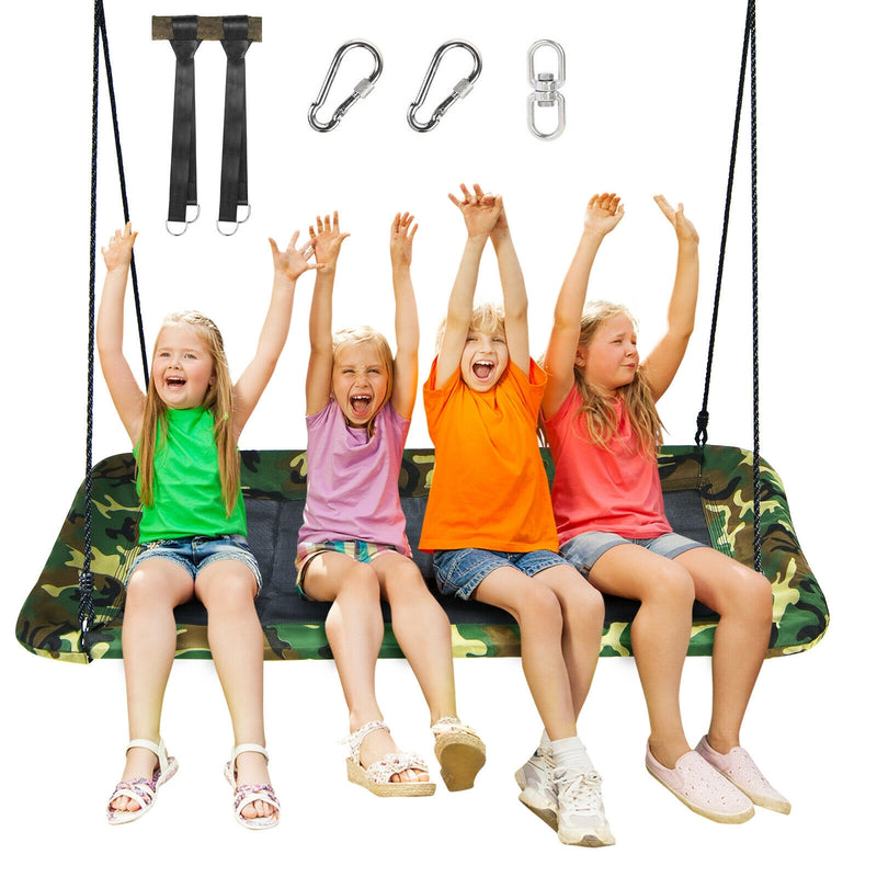 60 Inches Platform Tree Swing Outdoor with  2 Hanging Straps-Camouflage