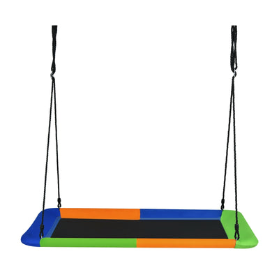 60 Inch Platform Tree Swing Outdoor with 2 Hanging Straps-Blue & Orange