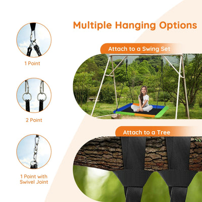 60 Inch Platform Tree Swing Outdoor with 2 Hanging Straps-Blue & Orange