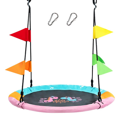 40 Inch Flying Saucer Tree Swing with Hanging Straps Monkey-Pink