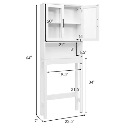 Over the Toilet Storage Cabinet Space Saver with Tempered Glass Door for Bathroom