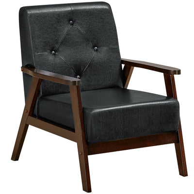 Classic Accent Armchair with Rubber Wood Legs and Armrests