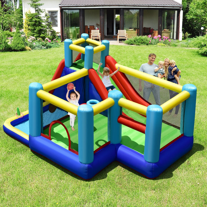 8-in-1 Kids Inflatable Bounce House with Slide without Blower