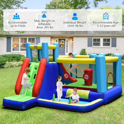 8-in-1 Kids Inflatable Bounce House with Slide without Blower