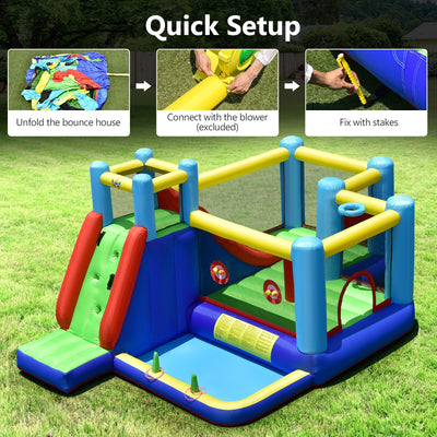 8-in-1 Kids Inflatable Bounce House with Slide without Blower