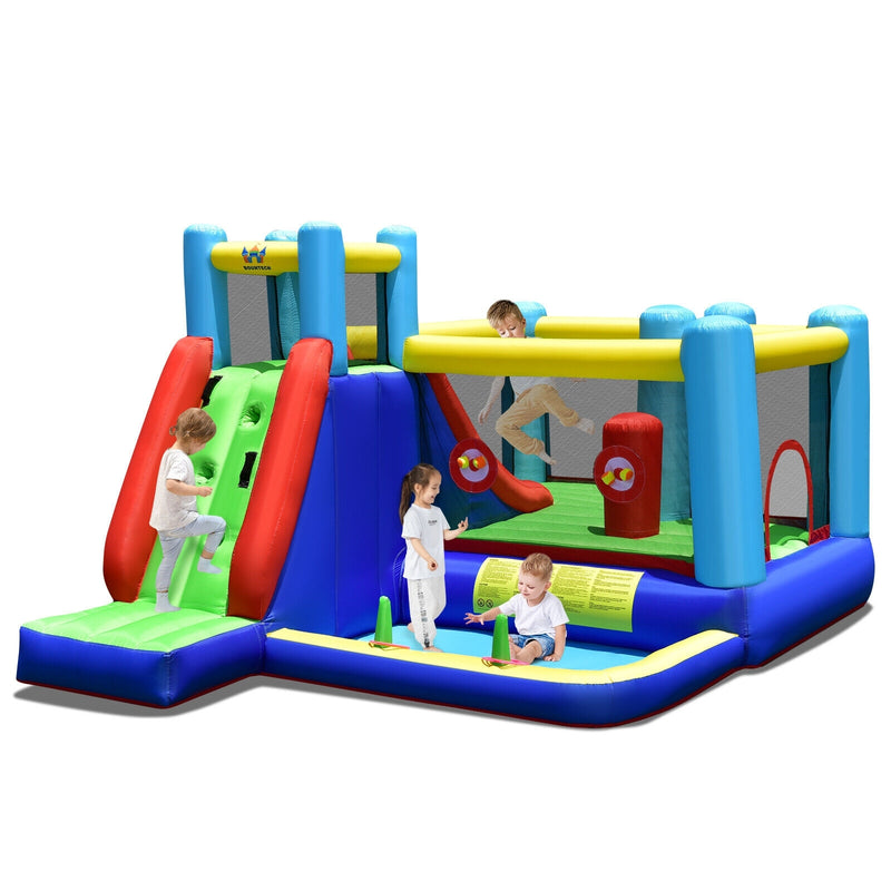 8-in-1 Kids Inflatable Bounce House with Slide without Blower