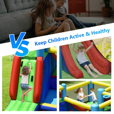 8-in-1 Kids Inflatable Bounce House with Slide without Blower