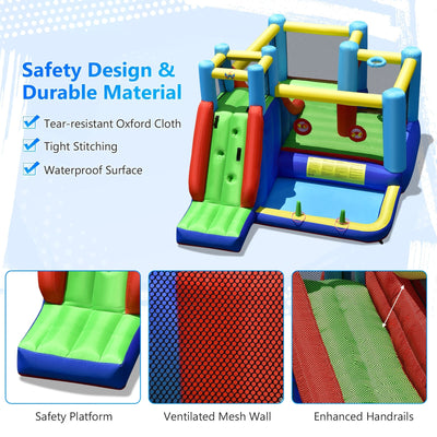 8-in-1 Kids Inflatable Bounce House with Slide without Blower