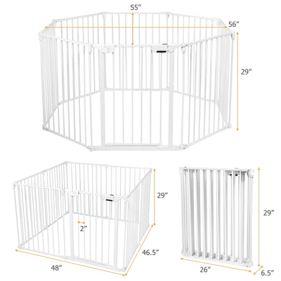 Adjustable  Panel Baby Safe Metal Gate Play Yard-White