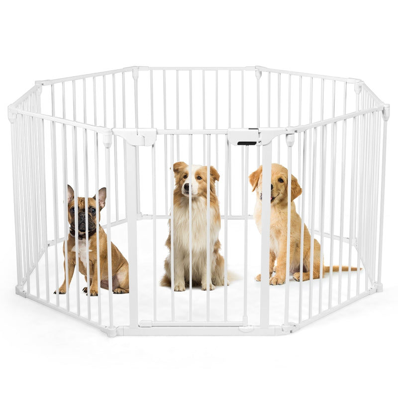 Adjustable  Panel Baby Safe Metal Gate Play Yard-White