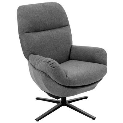 Upholstered Swivel Lounge Chair with Ottoman and Rocking Footstool-Gray