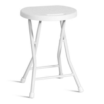 Set of 4 18 Inch Collapsible Round Stools with Handle-White