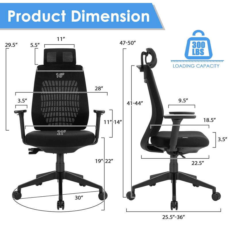 High Back Mesh Office Chair with Clothes Hanger