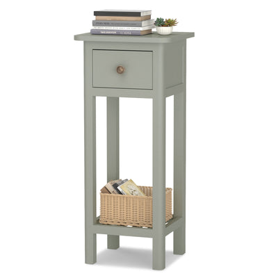 2 Tier Slim Nightstand Bedside Table with Drawer Shelf-Gray