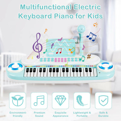 Multifunctional 37 Electric Keyboard Piano with Microphone-Blue