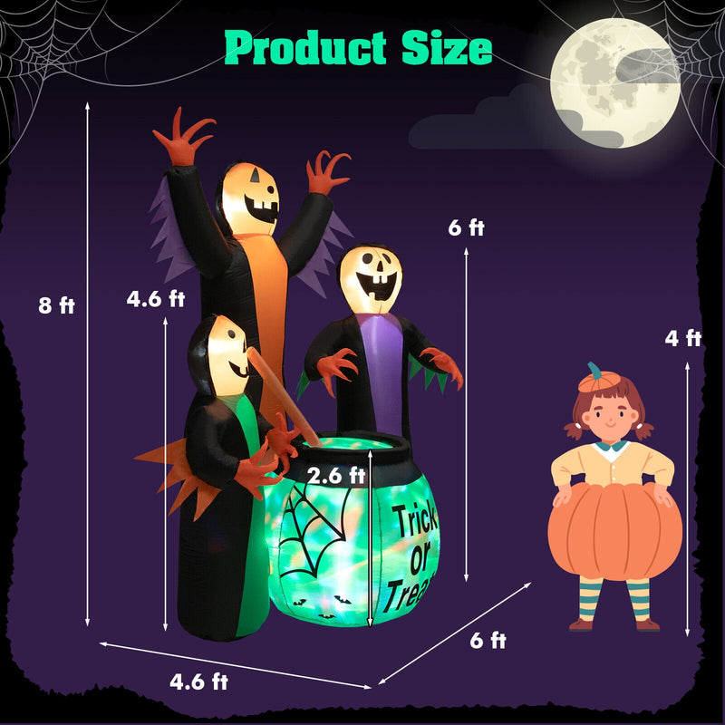 8 Feet Halloween Inflatable Witch Decor with Bright LED Lights