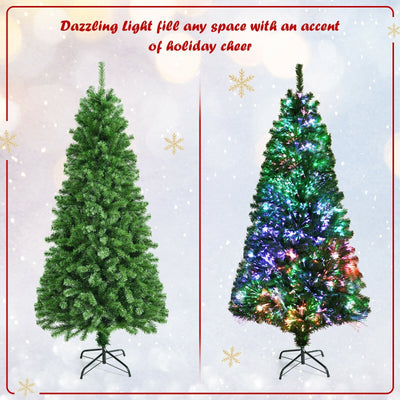 Pre-lit Multi-Colored Fiber Optic Spruce Artificial Christmas Tree-7 ft