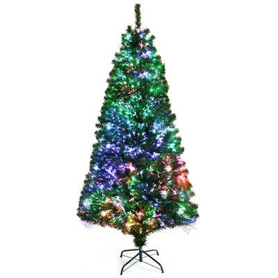 Pre-lit Multi-Colored Fiber Optic Spruce Artificial Christmas Tree-7 ft