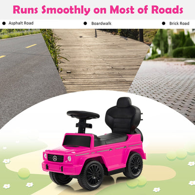 3-In-1 Ride on Push Car Mercedes Benz G350 Stroller Sliding Car with Canopy-Pink