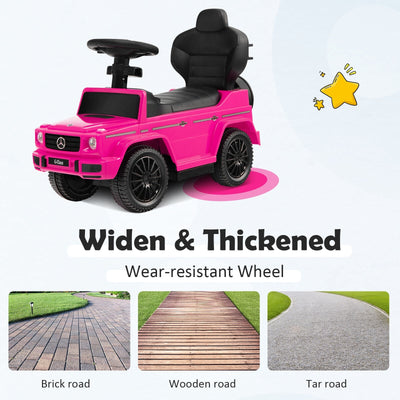 3-In-1 Ride on Push Car Mercedes Benz G350 Stroller Sliding Car with Canopy-Pink