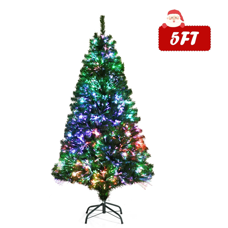 Pre-lit Multi-Colored Fiber Optic Spruce Artificial Christmas Tree-5 ft