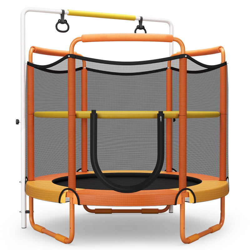 5 Feet Kids 3-in-1 Game Trampoline with Enclosure Net Spring Pad-Orange