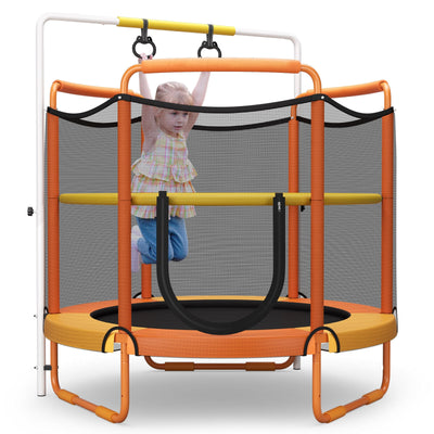 5 Feet Kids 3-in-1 Game Trampoline with Enclosure Net Spring Pad-Orange