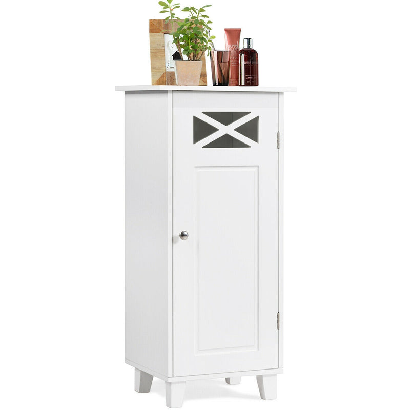 Bathroom Cabinet Free Standing Storage Side Table Organizer-White