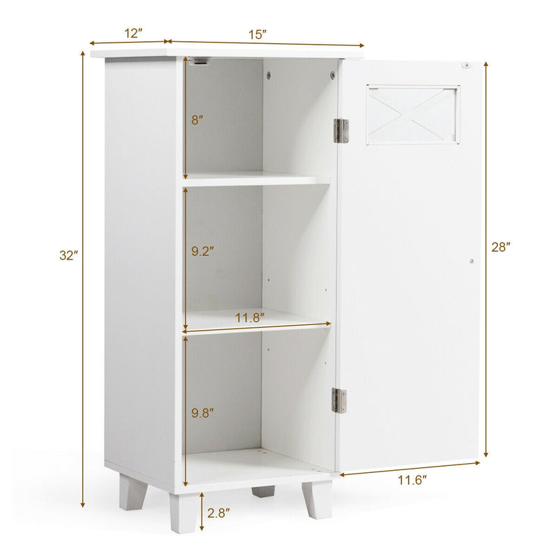 Bathroom Cabinet Free Standing Storage Side Table Organizer-White