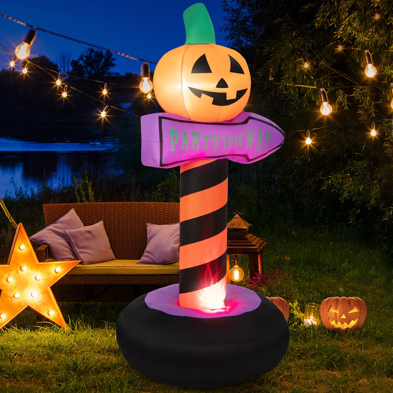 6 Feet Inflatable Halloween Pumpkin Road Sign Decoration with LED Light