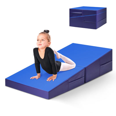 Tumbling Incline Gymnastics Exercise Folding Wedge Ramp Mat-Blue