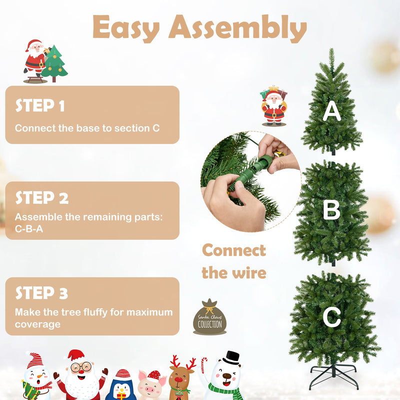 6 Feet Pre-Lit Artificial Christmas Tree with 648 PVC PE Branch Tips