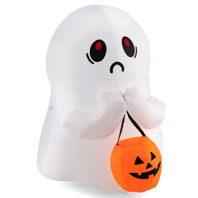 4 Feet Halloween Inflatable Ghost Holding Pumpkin Decor with LED Lights