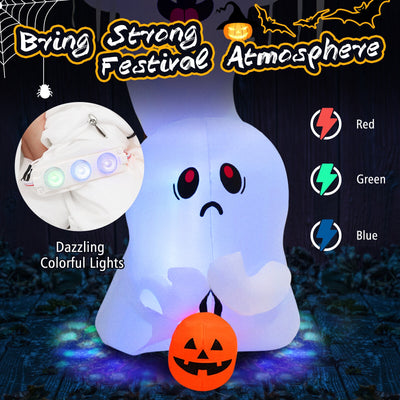 10 Feet Giant Inflatable Halloween Overlap Ghost Decoration with Colorful RGB Lights