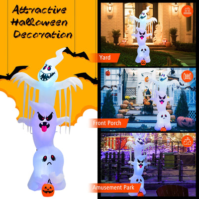 10 Feet Giant Inflatable Halloween Overlap Ghost Decoration with Colorful RGB Lights